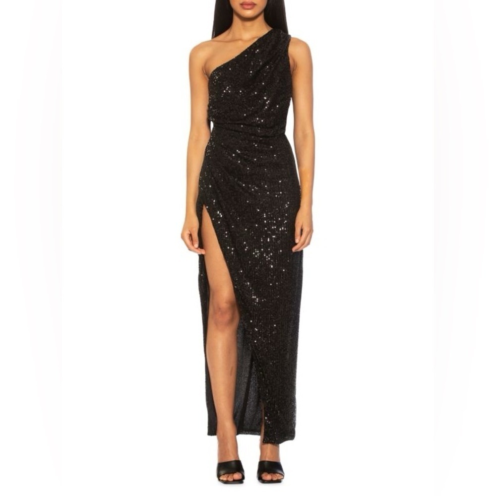 Like New Alexia Admor Alessi Sequin One-Shoulder Dress